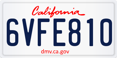 CA license plate 6VFE810