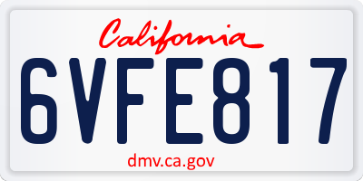 CA license plate 6VFE817