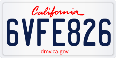 CA license plate 6VFE826