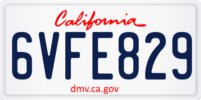 CA license plate 6VFE829