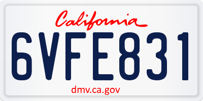 CA license plate 6VFE831