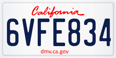 CA license plate 6VFE834