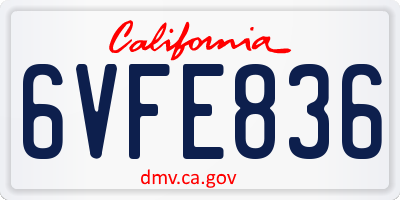 CA license plate 6VFE836