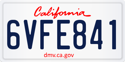 CA license plate 6VFE841
