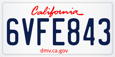 CA license plate 6VFE843