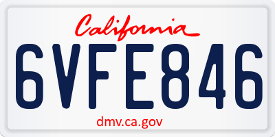 CA license plate 6VFE846