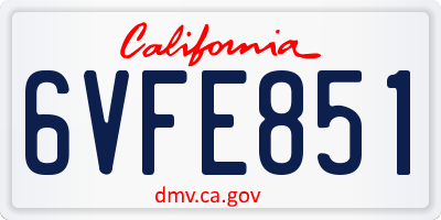 CA license plate 6VFE851