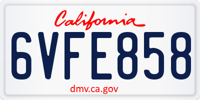 CA license plate 6VFE858