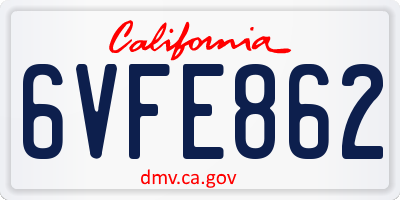 CA license plate 6VFE862