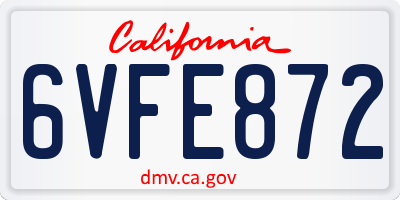 CA license plate 6VFE872