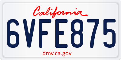 CA license plate 6VFE875