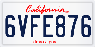 CA license plate 6VFE876