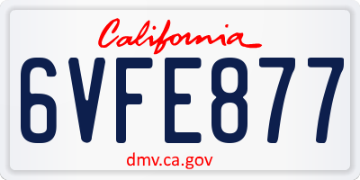 CA license plate 6VFE877