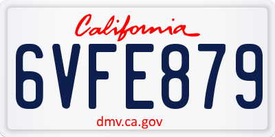 CA license plate 6VFE879