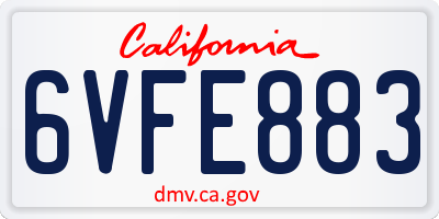 CA license plate 6VFE883