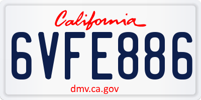 CA license plate 6VFE886
