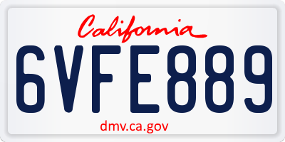 CA license plate 6VFE889