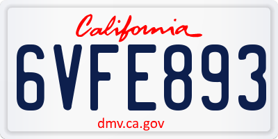 CA license plate 6VFE893