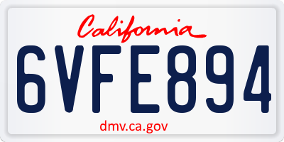 CA license plate 6VFE894