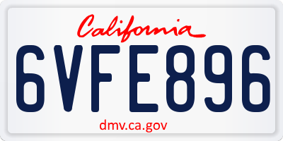CA license plate 6VFE896