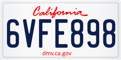 CA license plate 6VFE898