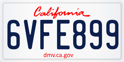 CA license plate 6VFE899
