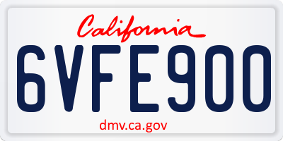 CA license plate 6VFE900