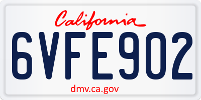 CA license plate 6VFE902