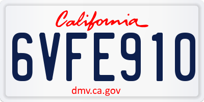CA license plate 6VFE910
