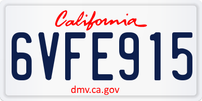 CA license plate 6VFE915