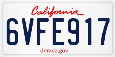 CA license plate 6VFE917
