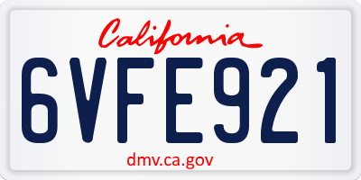 CA license plate 6VFE921