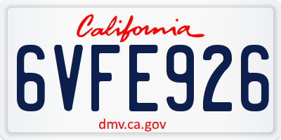 CA license plate 6VFE926