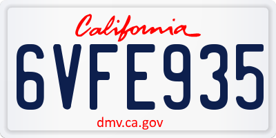 CA license plate 6VFE935