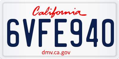 CA license plate 6VFE940