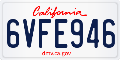CA license plate 6VFE946