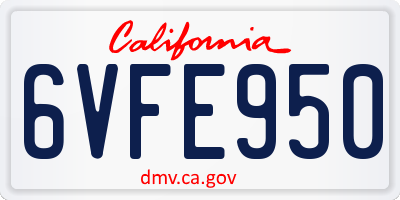 CA license plate 6VFE950