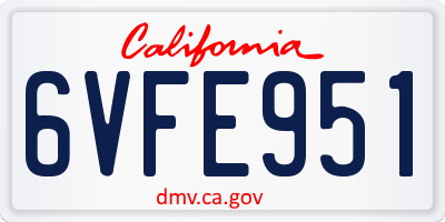 CA license plate 6VFE951
