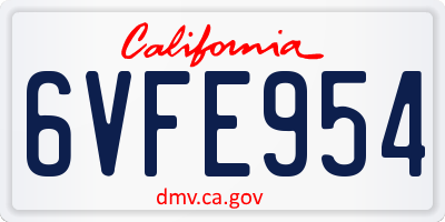 CA license plate 6VFE954