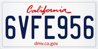 CA license plate 6VFE956