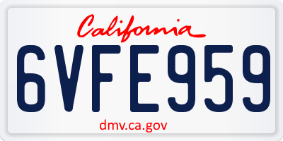 CA license plate 6VFE959