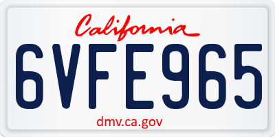 CA license plate 6VFE965