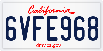 CA license plate 6VFE968