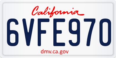 CA license plate 6VFE970