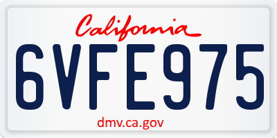 CA license plate 6VFE975