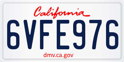 CA license plate 6VFE976