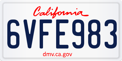 CA license plate 6VFE983