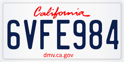 CA license plate 6VFE984
