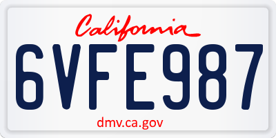 CA license plate 6VFE987