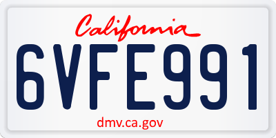 CA license plate 6VFE991